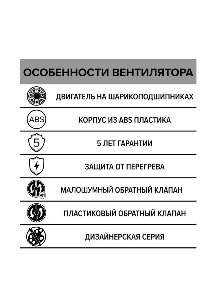 Вентилятор накладной RIO D125 обратный клапан Obsidian DICITI