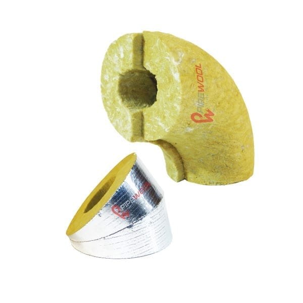 Отводы 90° теплоизоляционные PIPEWOOL 100 Alu, кашированные алюминиевой фольгой, Ø18–1020 мм