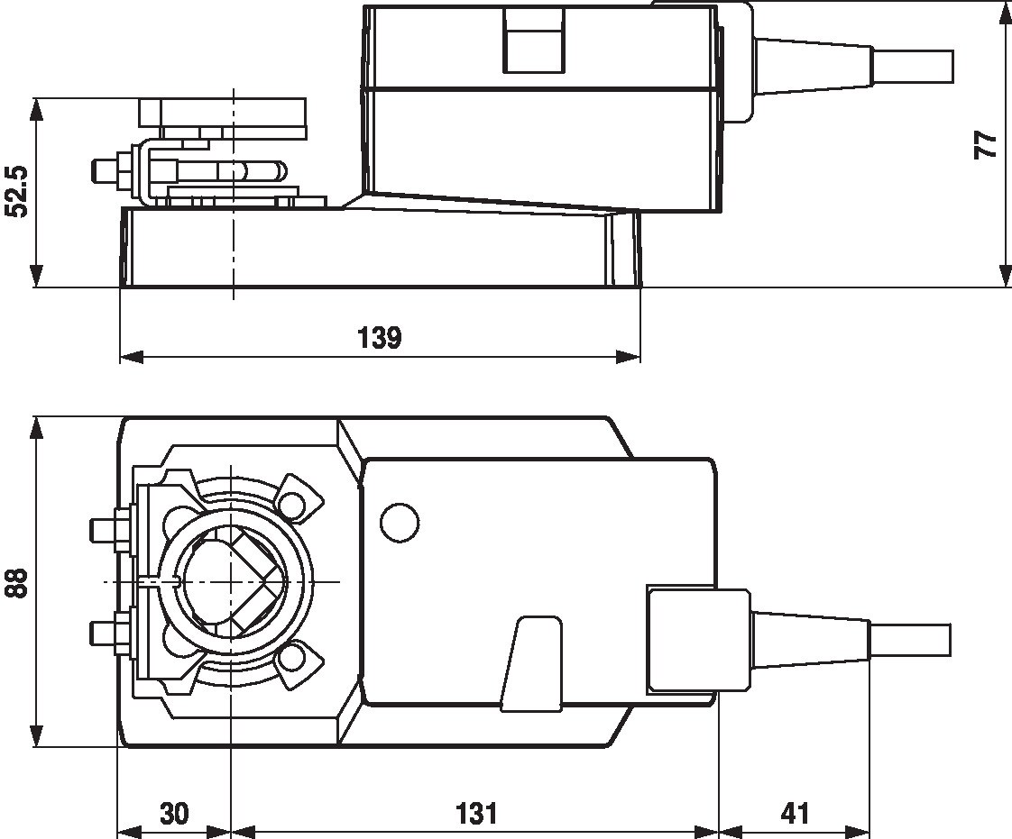 Габаритный чертёж Belimo NMQ24A-SR